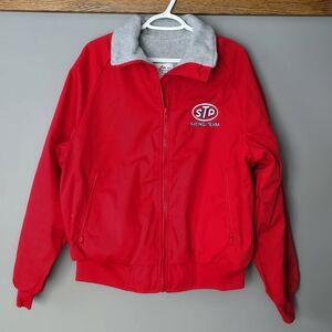 NWOT Fleece Lined Racing Team Red Bomber Jacket. Size Large